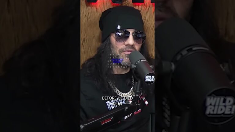 Person wearing sunglasses and a beanie, speaking into a microphone with "Wild Ride" on it. Text on image reads, "BEFORE HE DIED.